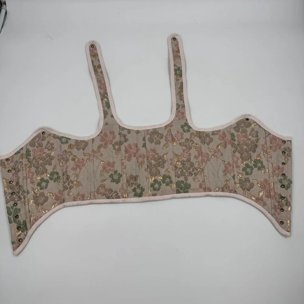 French Meadows Floral Tapestry Corset Stays Bodice Pink Gold Renaissance PNW - Picture 9 of 14